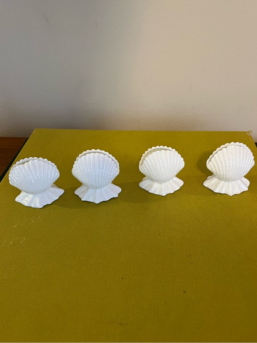 Ceramic White Sea Shell Card Holders Set of 4